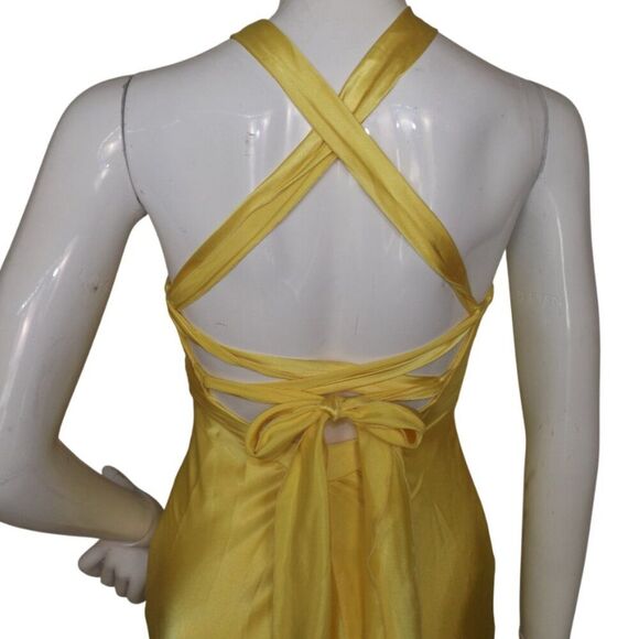 GUNNE SAX/JESSICA MCCLINTOCK Gown, 1, Yellow, Strappy, Bejeweled Centerpiece - Picture 7 of 15